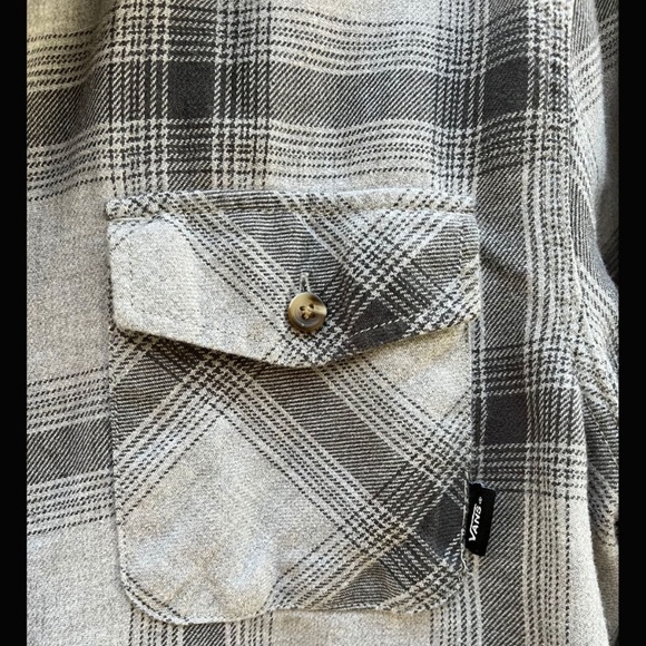 Vans Grey Flannel "Off the Wall" Button-Down Shirt - Men's Size Small - Picture 2 of 7
